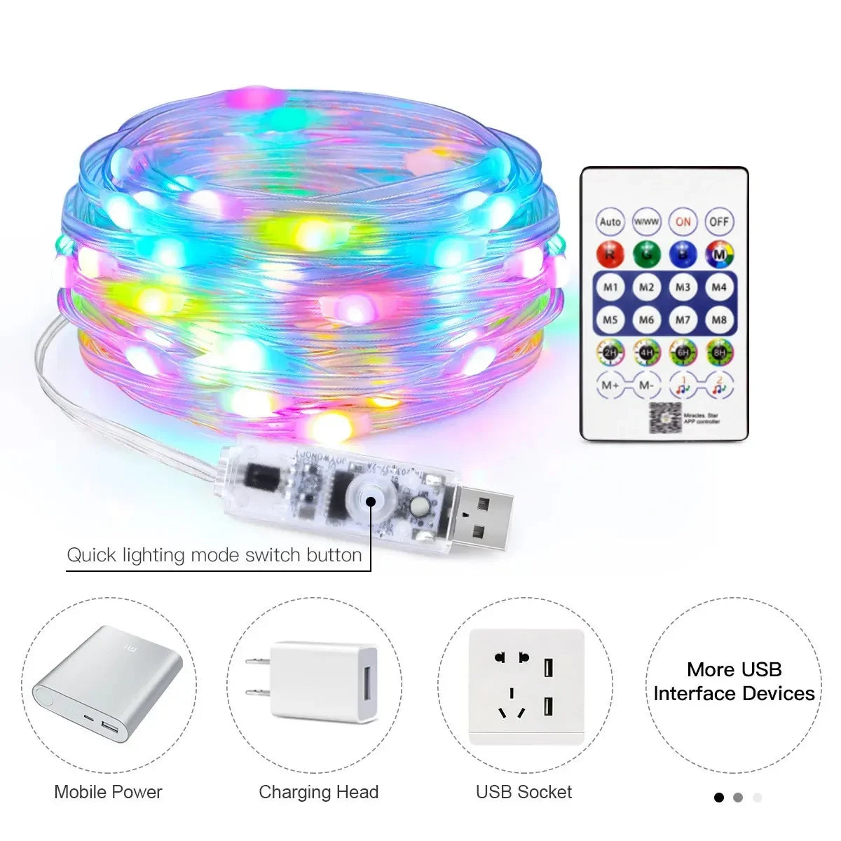 USB RGBIC Smart Fairy Lights 5M–20M