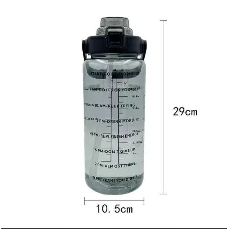 2L Sports Water Bottle with Straw & Time Marker