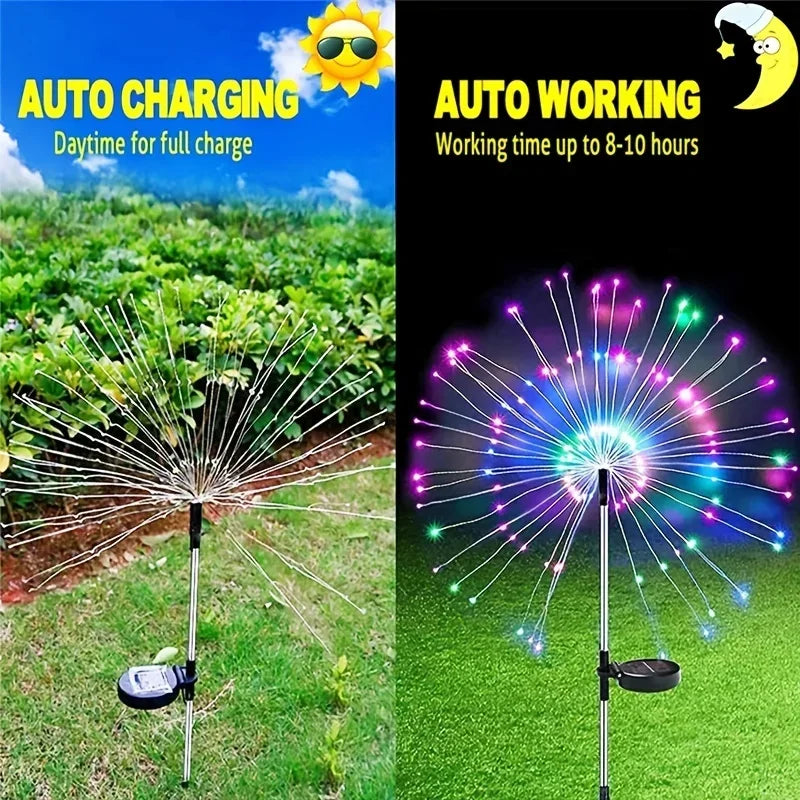 Waterproof Solar Fireworks Garden Light