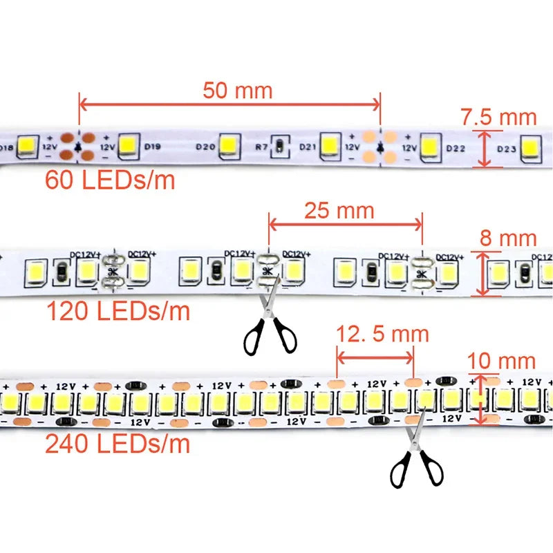 2835 LED Light Strip Flexible 12V/24V