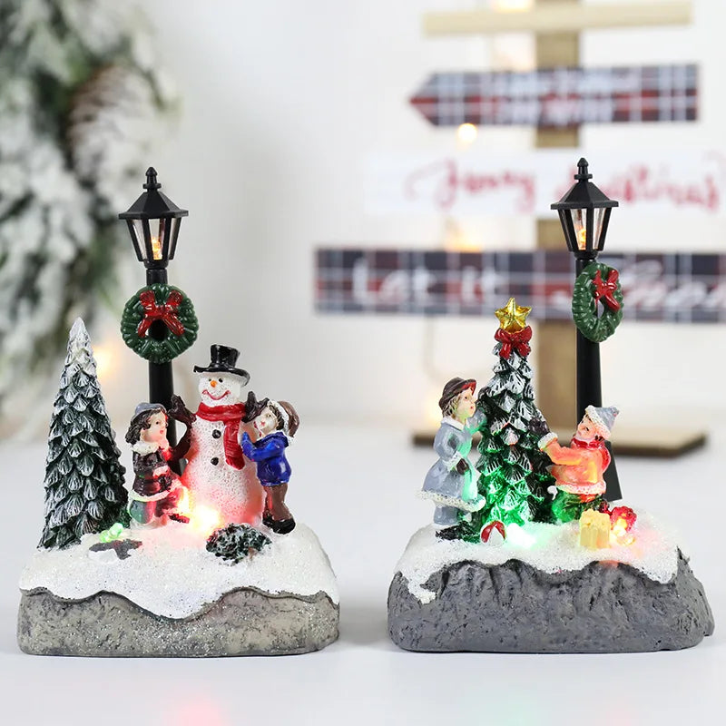 Light-Up Christmas Village Resin Decor