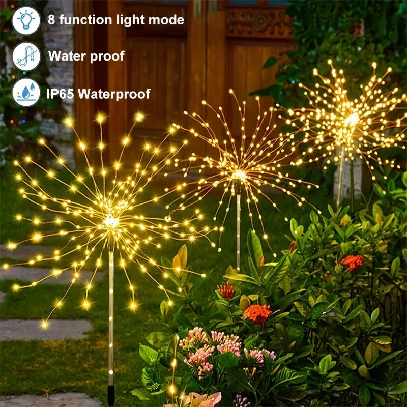 Waterproof Solar Fireworks Garden Light