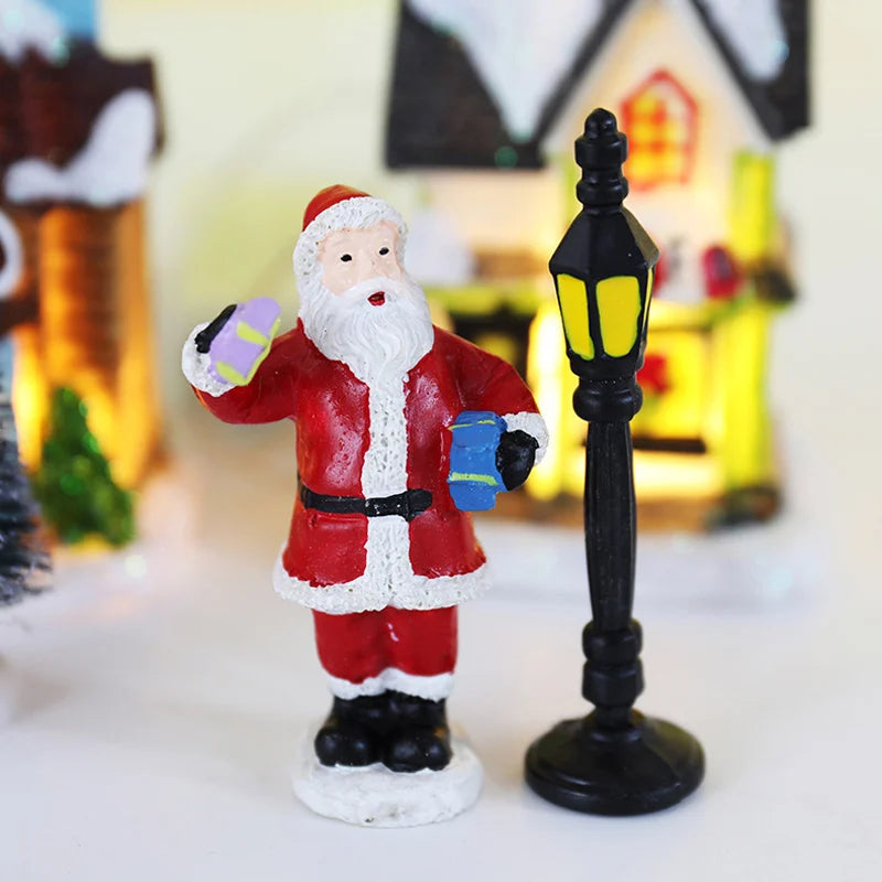 LED Christmas Village Resin Ornaments Set