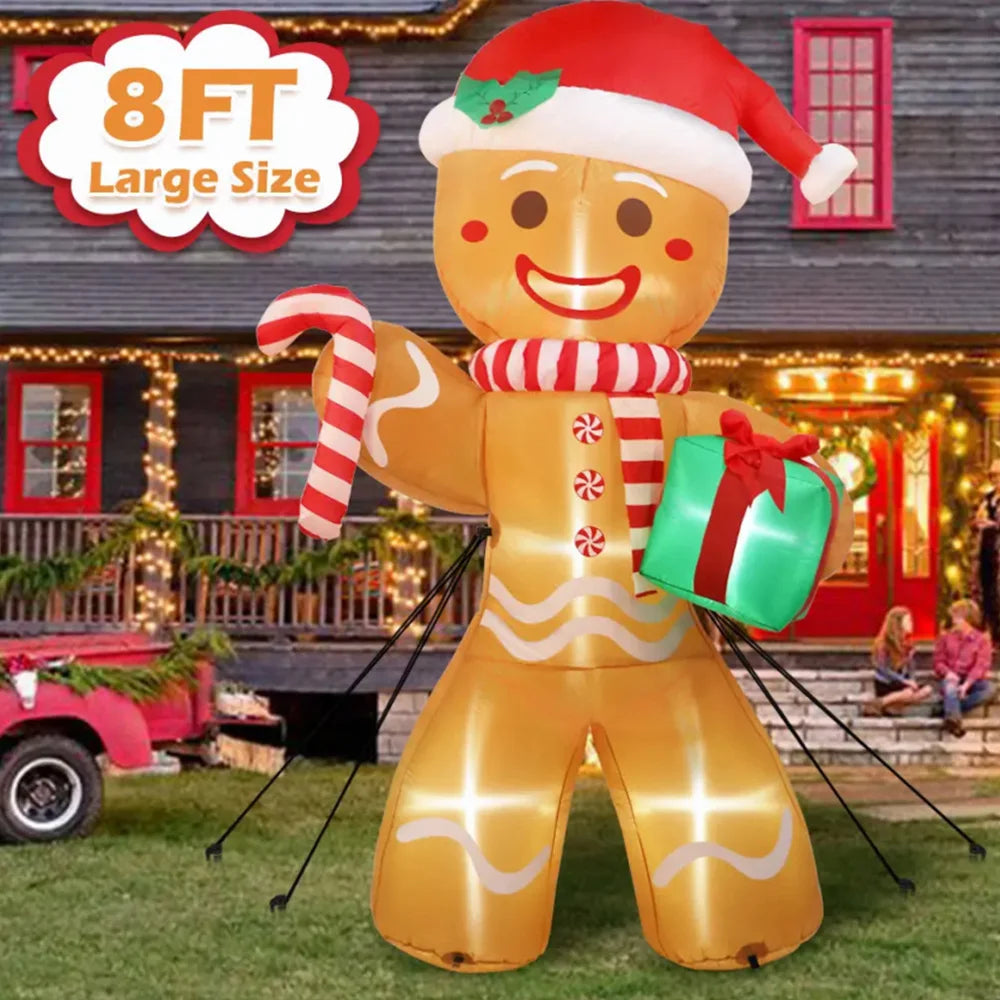 8FT LED Gingerbread Man Xmas Lawn Inflatable