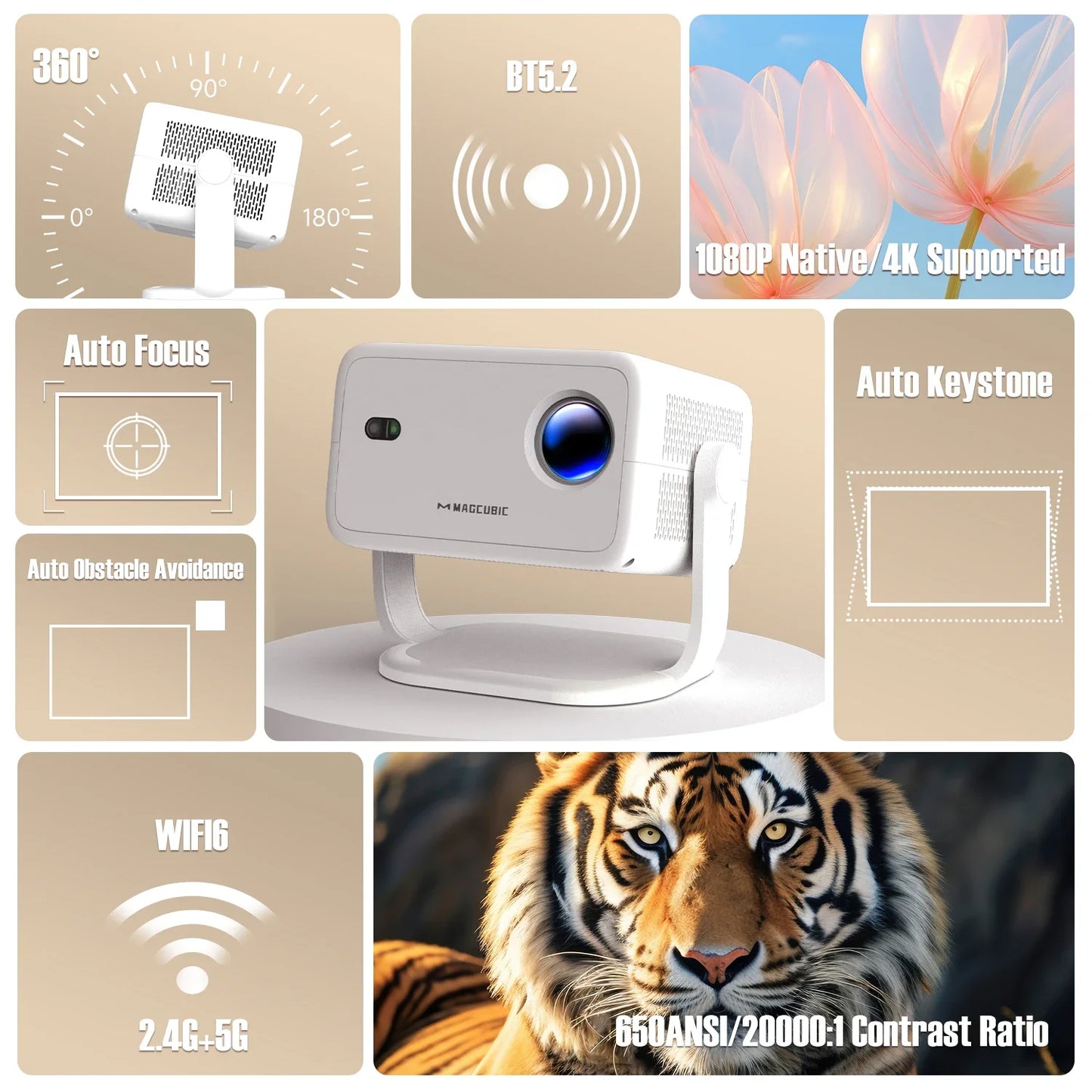 Magcubic L018 650ANSI Portable 4K Projector