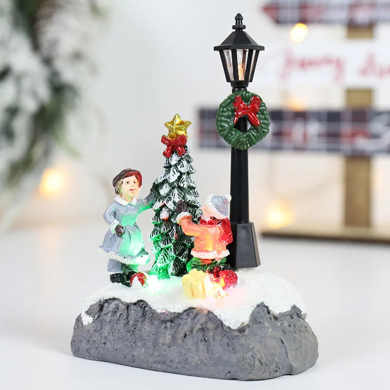 Light-Up Christmas Village Resin Decor