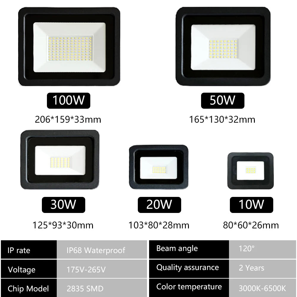LED Flood Light IP68 Waterproof Outdoor Spotlight