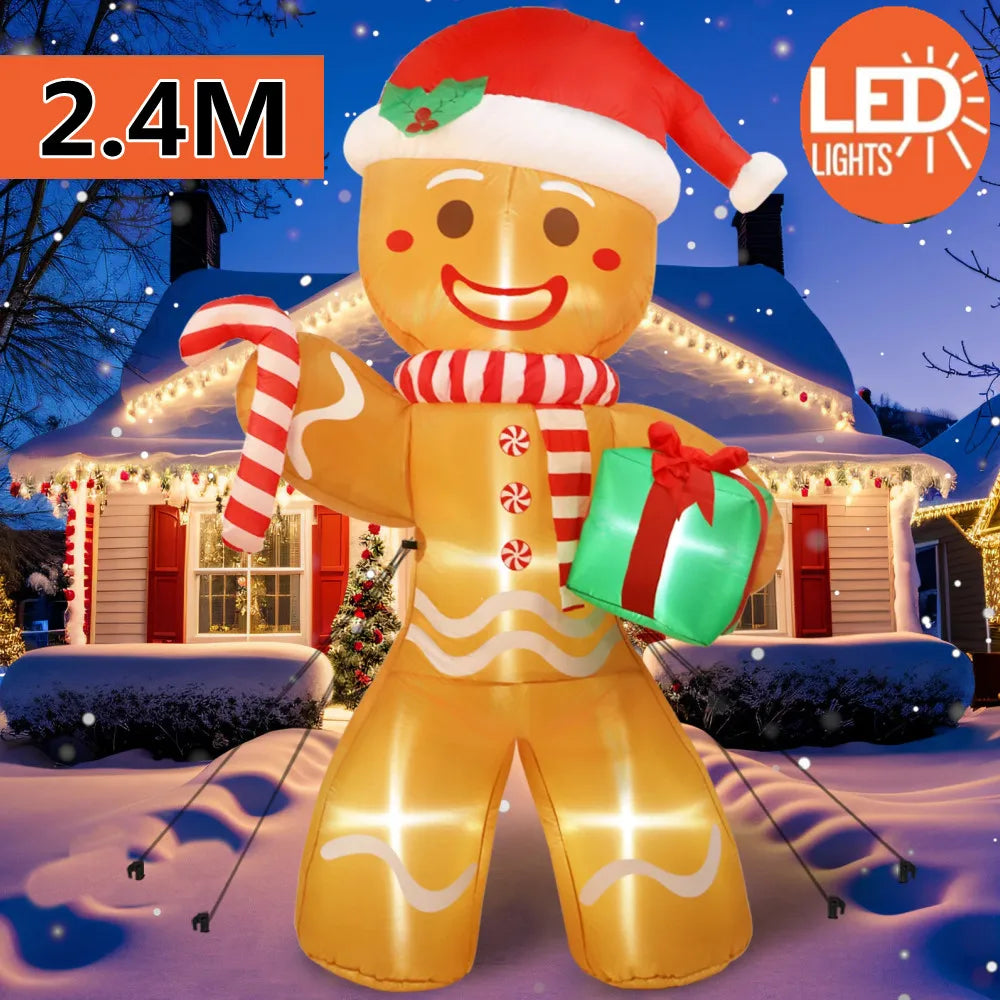 8FT LED Gingerbread Man Xmas Lawn Inflatable