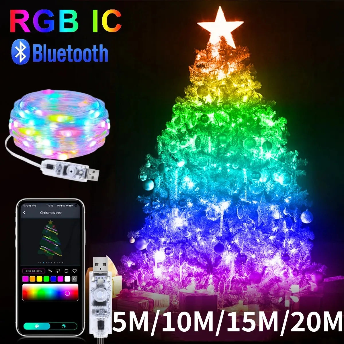 USB RGBIC Smart Fairy Lights 5M–20M